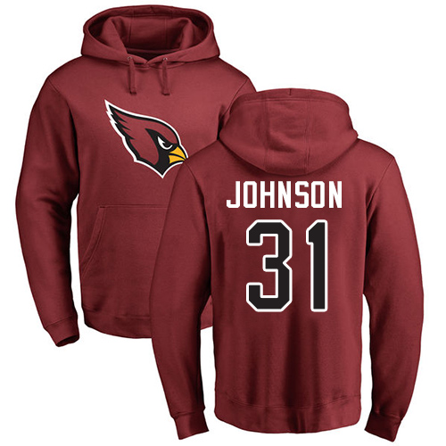 Arizona Cardinals Men Maroon David Johnson Name And Number Logo NFL Football #31 Pullover Hoodie Sweatshirts